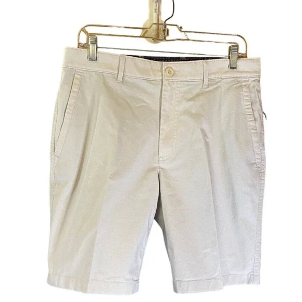 ROWM Chino Mens 35 Ivory Comfort Stretch Flat Front 8" Inseam MSRP $39